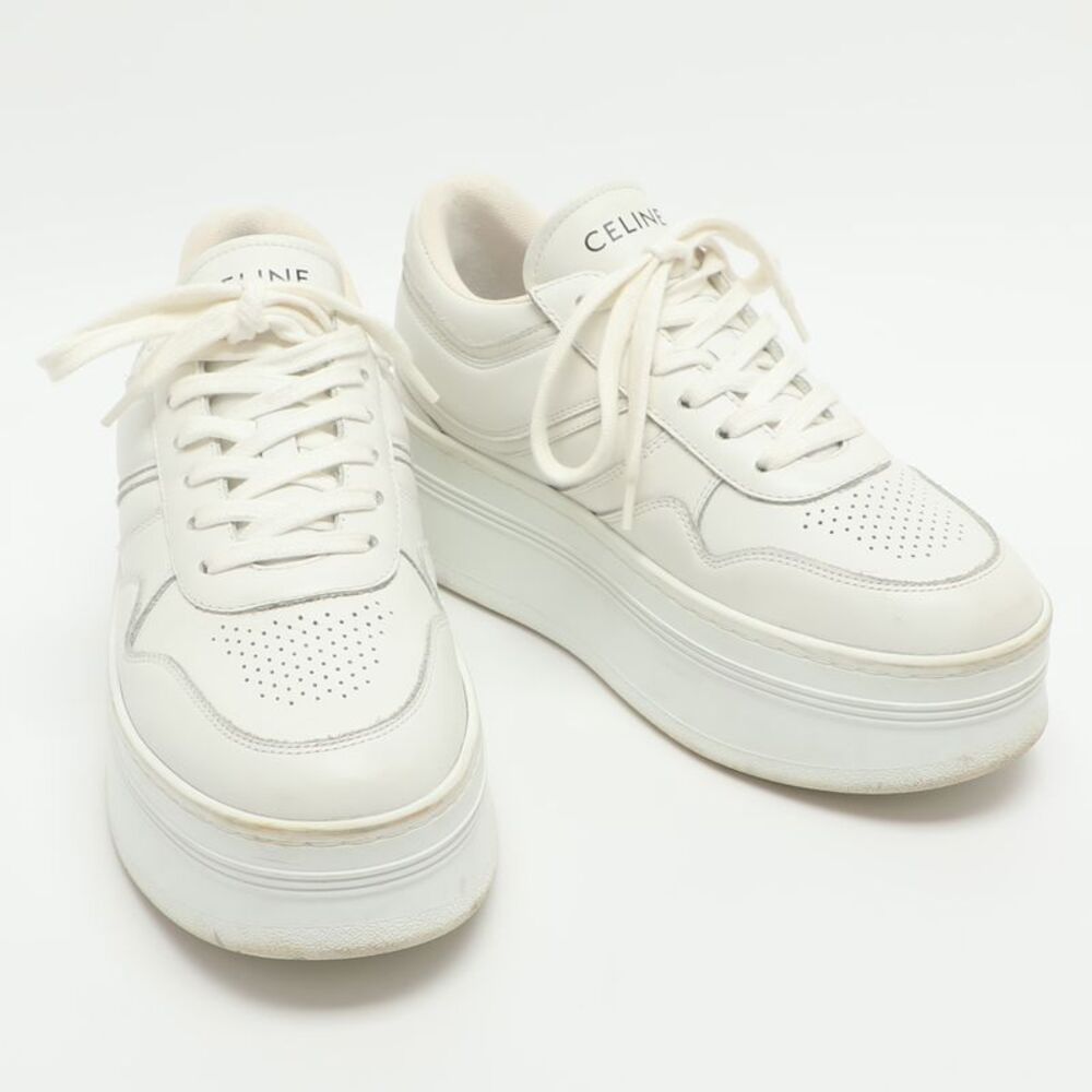 Celine White Leather Platform Lace Up Sneakers Size 37 - Picture 4 of 7